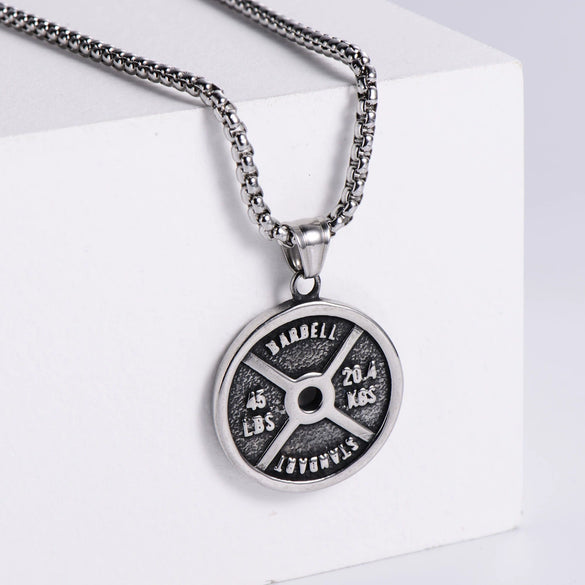 Wholesale Jewelry Stainless Steel Doublesided Doll Pattern Round Pendant Retro Punk Men's Necklace With Electroplating