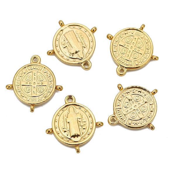 Wholesale Jewelry Stainless Steel Doublesided Retro Cross Pendant 18K Vacuum Plated