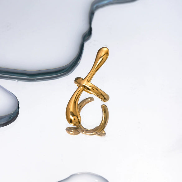 Wholesale Jewelry Stainless Steel Dropshaped Geometric Electroplated Women's Ear Bone Clip Earrings