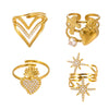 Wholesale Jewelry 316L Stainless Steel Eightpointed Star Geometric Open Cut Out Ring Electroplated