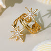 Wholesale Jewelry 316L Stainless Steel Eightpointed Star Geometric Open Cut Out Ring Electroplated