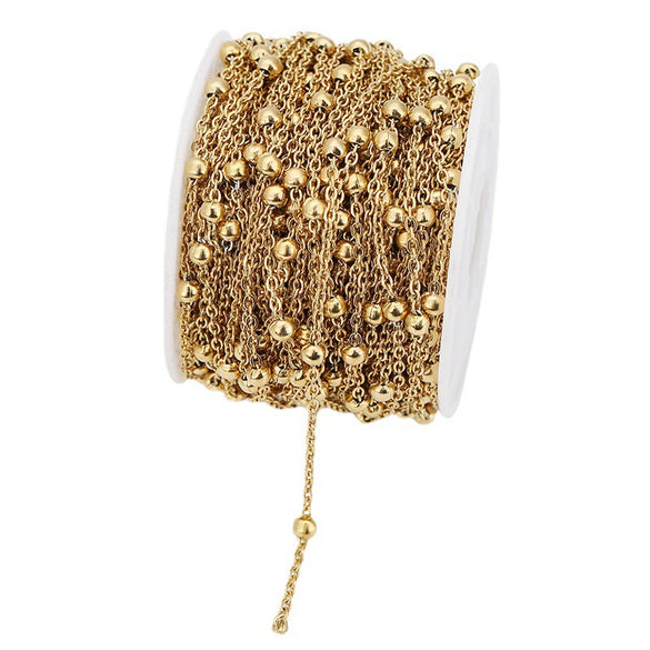 Wholesale Jewelry Stainless Steel Electroplated Bead Chain Accessories For Women