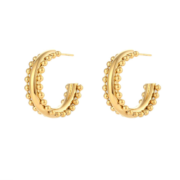 Wholesale Jewelry Stainless Steel Electroplated Geometric Bohemian Beads Lace Earrings For Women