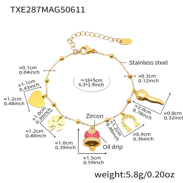 Wholesale Jewelry 316L Stainless Steel Electroplated 18K Gold Chain Style Clavicle Necklace And Bracelet Set For Women