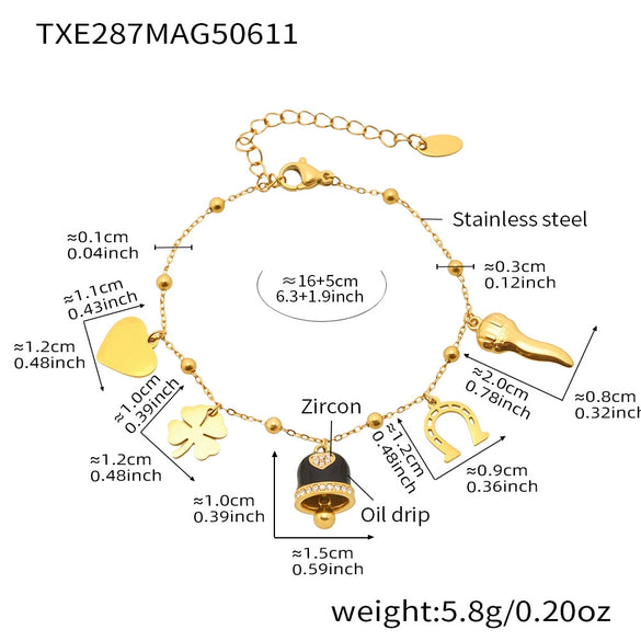 Wholesale Jewelry 316L Stainless Steel Electroplated 18K Gold Chain Style Clavicle Necklace And Bracelet Set For Women