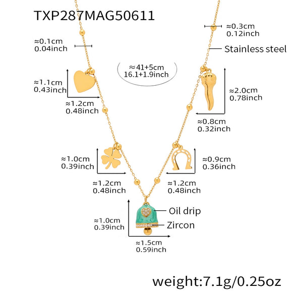 Wholesale Jewelry 316L Stainless Steel Electroplated 18K Gold Chain Style Clavicle Necklace And Bracelet Set For Women
