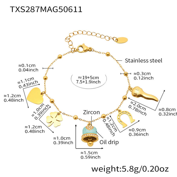 Wholesale Jewelry 316L Stainless Steel Electroplated 18K Gold Chain Style Clavicle Necklace And Bracelet Set For Women