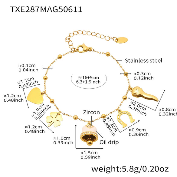Wholesale Jewelry 316L Stainless Steel Electroplated 18K Gold Chain Style Clavicle Necklace And Bracelet Set For Women