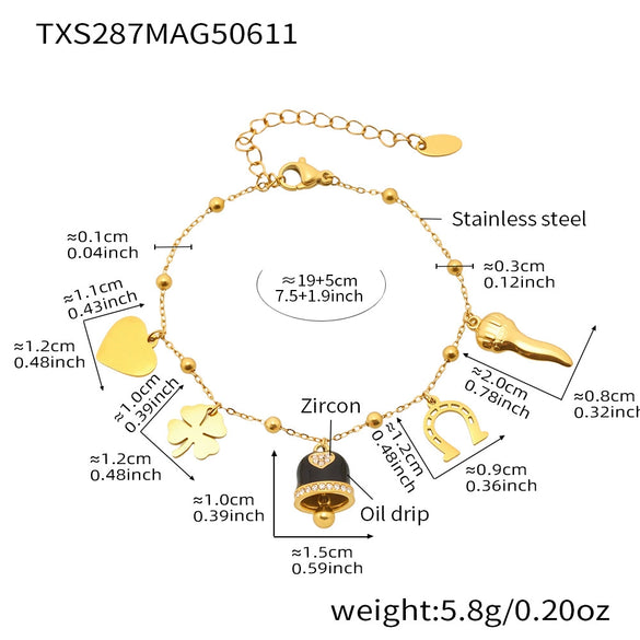 Wholesale Jewelry 316L Stainless Steel Electroplated 18K Gold Chain Style Clavicle Necklace And Bracelet Set For Women