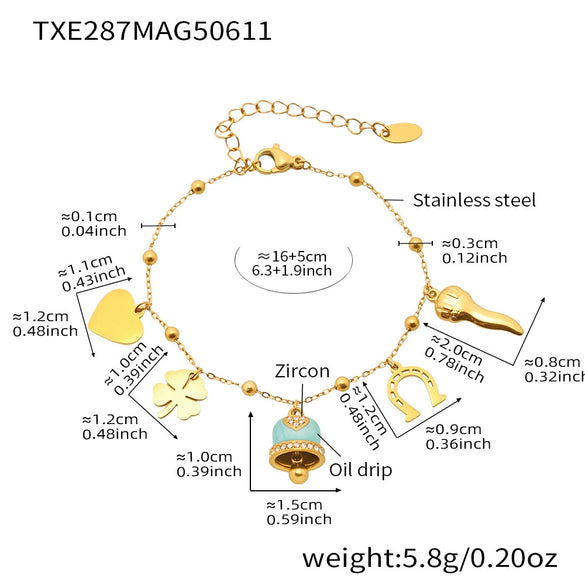 Wholesale Jewelry 316L Stainless Steel Electroplated 18K Gold Chain Style Clavicle Necklace And Bracelet Set For Women