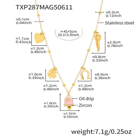Wholesale Jewelry 316L Stainless Steel Electroplated 18K Gold Chain Style Clavicle Necklace And Bracelet Set For Women