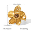 Wholesale Jewelry Stainless Steel Electroplated Wave Shaped Flower Pattern Ring And Bracelet For Women