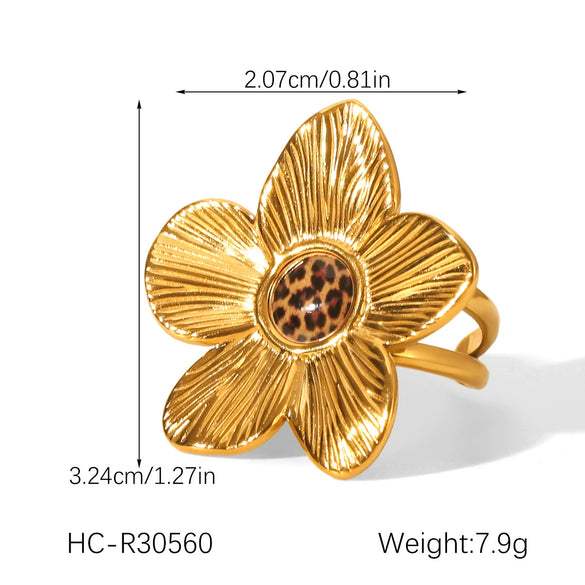 Wholesale Jewelry Stainless Steel Electroplated Wave Shaped Flower Pattern Ring And Bracelet For Women