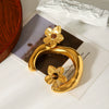Wholesale Jewelry Stainless Steel Electroplated Wave Shaped Flower Pattern Ring And Bracelet For Women