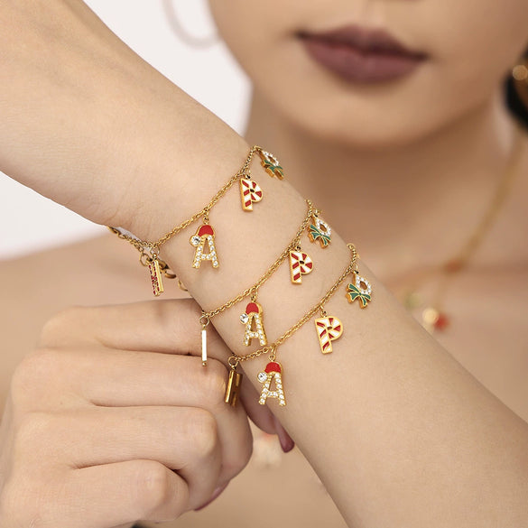 Wholesale Jewelry 316L Stainless Steel Enamel Glaze Inlaid Zircon Letter Light Luxury Style Electroplated Necklace Bracelet Earrings For Women