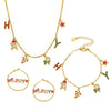 Wholesale Jewelry 316L Stainless Steel Enamel Glaze Inlaid Zircon Letter Light Luxury Style Electroplated Necklace Bracelet Earrings For Women
