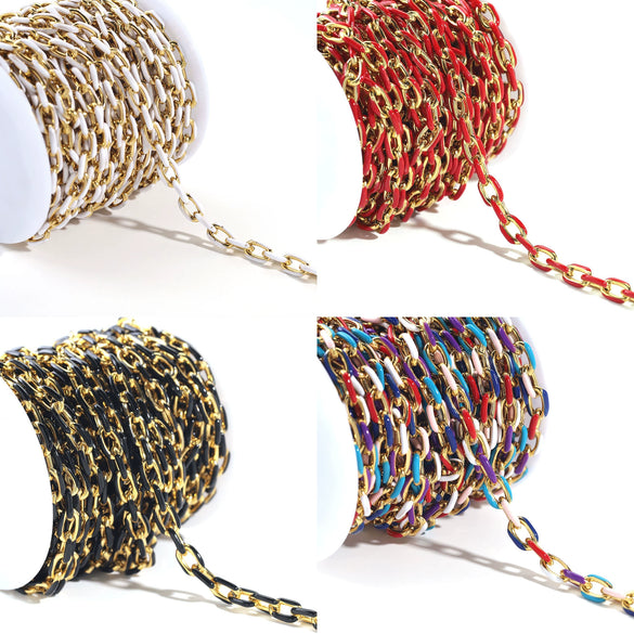 Wholesale Jewelry Stainless Steel Enamel Oil Drop Chain Handmade Bracelet Necklace