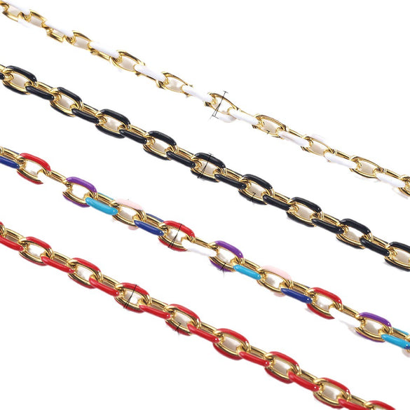 Wholesale Jewelry Stainless Steel Enamel Oil Drop Chain Handmade Bracelet Necklace
