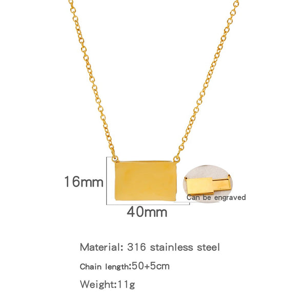 Wholesale Jewelry Stainless Steel Envelope Necklace With Engraving Electroplating Unisex Fashion