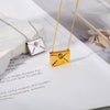 Wholesale Jewelry Stainless Steel Envelope Necklace With Engraving Electroplating Unisex Fashion