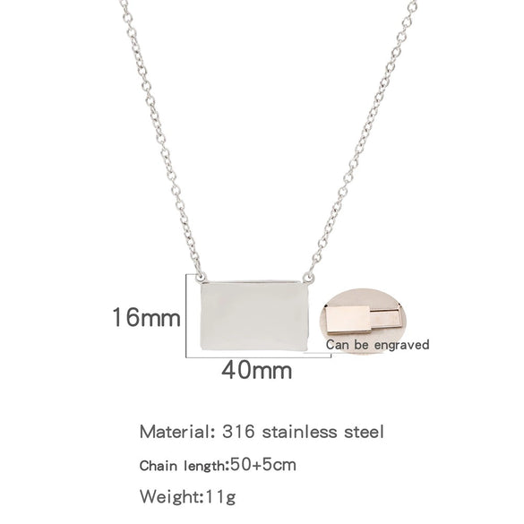 Wholesale Jewelry Stainless Steel Envelope Necklace With Engraving Electroplating Unisex Fashion
