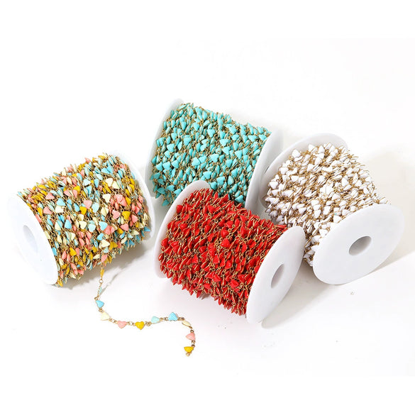 Wholesale Jewelry Stainless Steel Exotic Peach Heart Shape Dripping Oil Handmade Chain Necklace Bracelet Accessories
