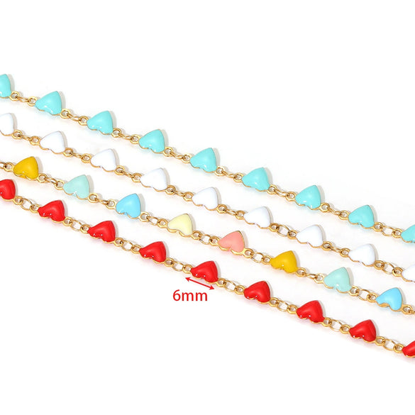 Wholesale Jewelry Stainless Steel Exotic Peach Heart Shape Dripping Oil Handmade Chain Necklace Bracelet Accessories