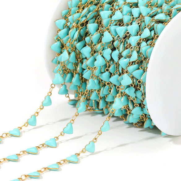 Wholesale Jewelry Stainless Steel Exotic Peach Heart Shape Dripping Oil Handmade Chain Necklace Bracelet Accessories