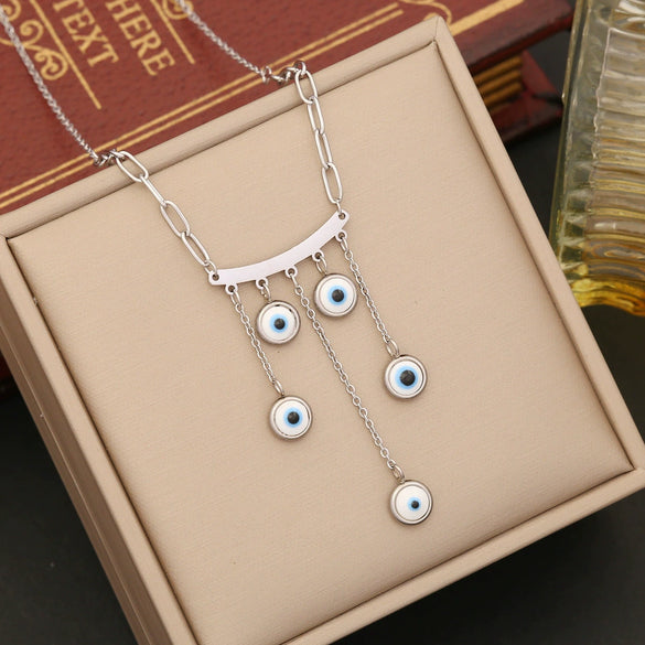Wholesale Jewelry Stainless Steel Eye Pendant Ochain Necklace With Electroplating And Personality Style