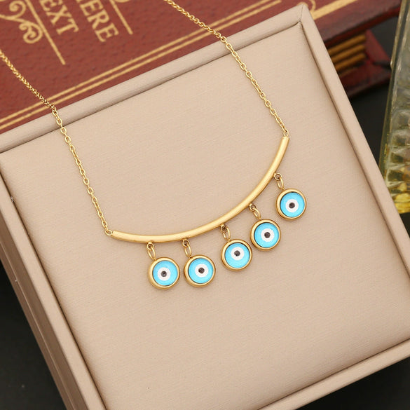 Wholesale Jewelry Stainless Steel Eye Pendant Ochain Necklace With Electroplating And Personality Style