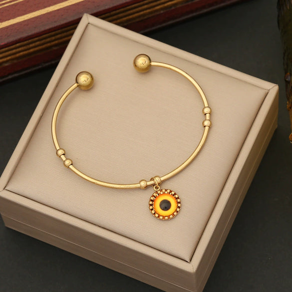 Wholesale Jewelry Stainless Steel Eyes Bracelet With Electroplating Simple And Fashionable Personalized Facial Features Style