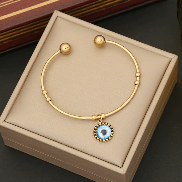 Wholesale Jewelry Stainless Steel Eyes Bracelet With Electroplating Simple And Fashionable Personalized Facial Features Style