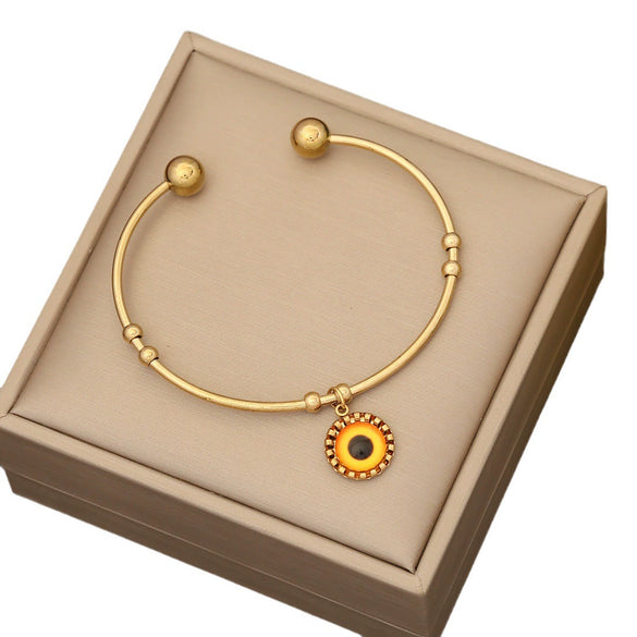 Wholesale Jewelry Stainless Steel Eyes Bracelet With Electroplating Simple And Fashionable Personalized Facial Features Style