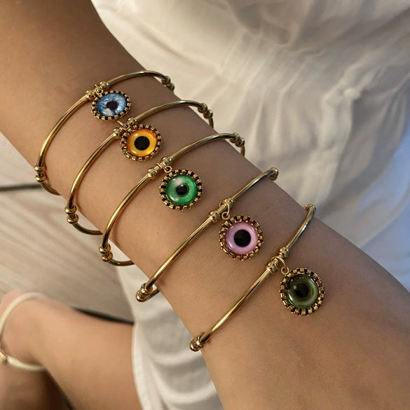 Wholesale Jewelry Stainless Steel Eyes Bracelet With Electroplating Simple And Fashionable Personalized Facial Features Style