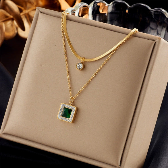 Wholesale Jewelry Stainless Steel Fashion Multi Layer Irregular Clavicle Chain Pendant Necklace With Electroplating Treatment
