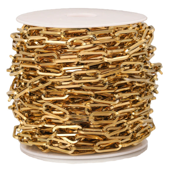 Wholesale Jewelry Stainless Steel Flat Chain With Ellipse Pattern And Electroplating Treatment