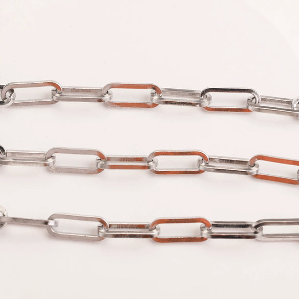 Wholesale Jewelry Stainless Steel Flat Chain With Ellipse Pattern And Electroplating Treatment