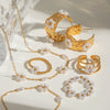 Wholesale Jewelry Stainless Steel Flower Geometric Style Electroplating Women's Necklace Earrings Bracelet