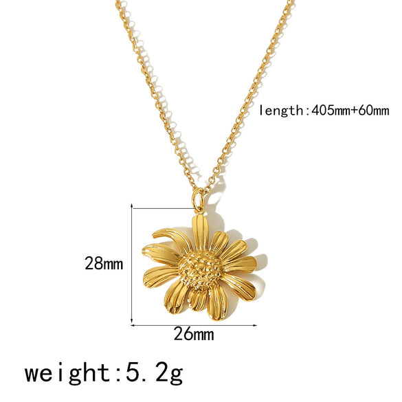 Wholesale Jewelry Stainless Steel Flower Pattern Electroplated Necklace Pendant Earrings Ring Set