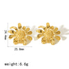 Wholesale Jewelry Stainless Steel Flower Pattern Electroplated Necklace Pendant Earrings Ring Set