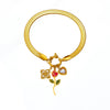 Wholesale Jewelry Stainless Steel Flower Pattern Electroplated Pendant Snake Bone Bracelet For Women