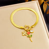 Wholesale Jewelry Stainless Steel Flower Pattern Electroplated Pendant Snake Bone Bracelet For Women