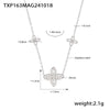Wholesale Jewelry 316L Stainless Steel Fourleaf Flower Zircon Pendant Necklace And Bracelet Set For Women Electroplated Real Gold Color Preservation
