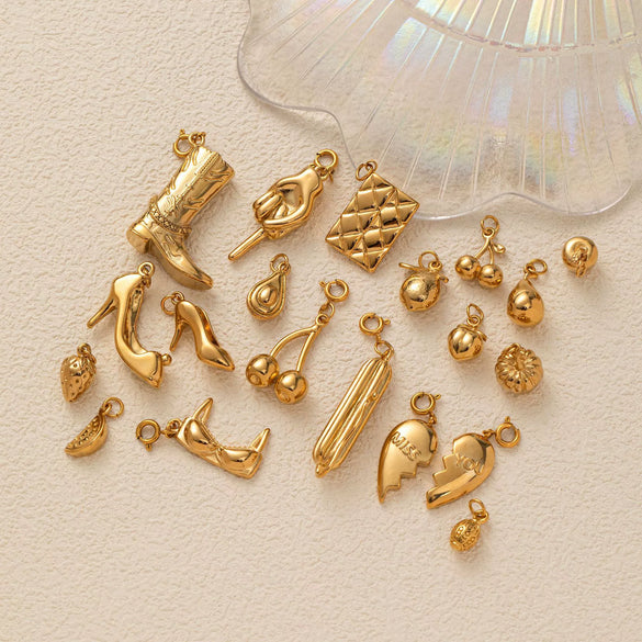 Wholesale Jewelry Stainless Steel Fruit Pattern Electroplated Pendant Necklace