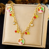 Wholesale Jewelry Stainless Steel Fruit Pattern Pendant Necklace With O Word Chain And Electroplating