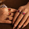 Wholesale Jewelry Stainless Steel Garnet Geometric Open Tail Ring Pvd Gold Plated Luxury Elegant