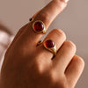 Wholesale Jewelry 316L Stainless Steel Garnet Geometric Pvd Real Gold Plated Light Luxury Women's Ring