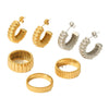 Wholesale Jewelry Stainless Steel Gear Geometric Style Electroplating Jewelry Set For Women