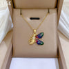Wholesale Jewelry Stainless Steel Geometric Bee Zircon Pendant Necklace Unisex