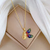Wholesale Jewelry Stainless Steel Geometric Bee Zircon Pendant Necklace Unisex